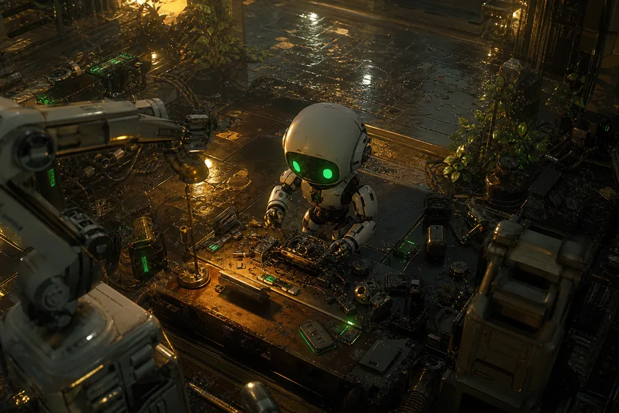 Small Cute Robot In Workshop Robots Wallpaper 3 4K 14
