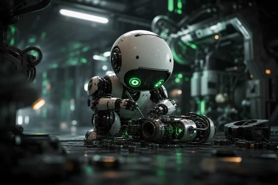 Small Cute Robot In Workshop Robots Wallpaper 3 4K 15
