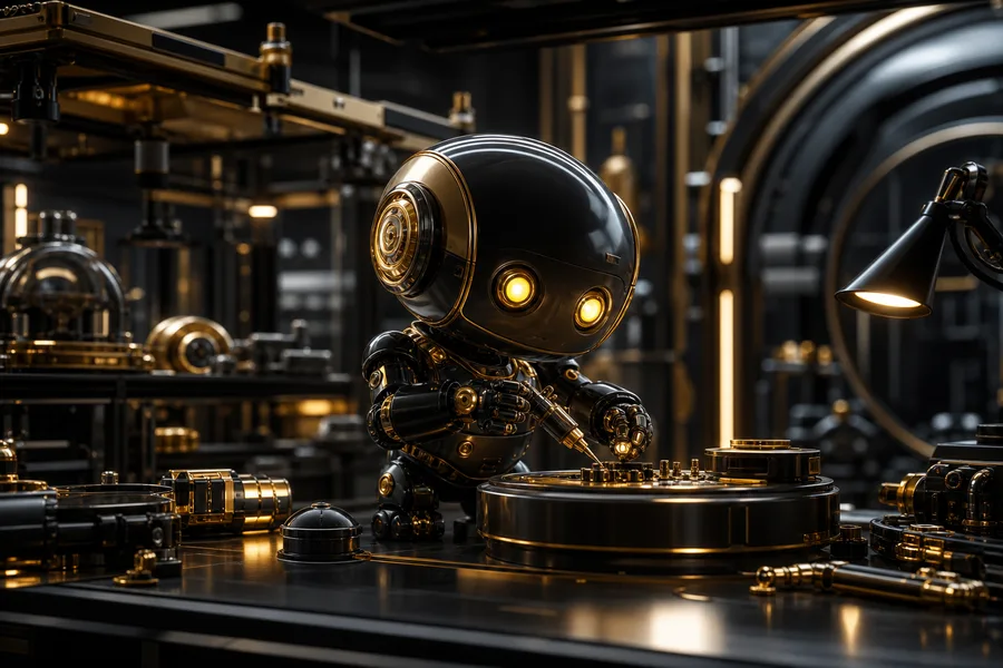 Small Cute Robot In Workshop Robots Wallpaper  3 4K