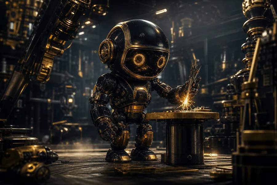 Small Cute Robot In Workshop Robots Wallpaper 3 4K 4