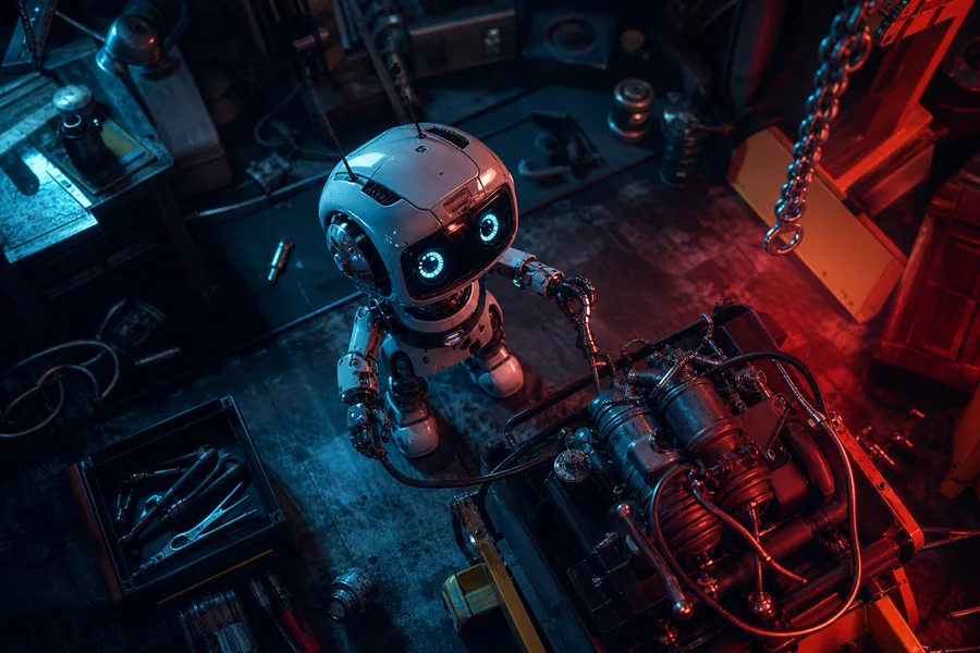 Small Cute Robot In Workshop Robots Wallpaper 3 4K 6