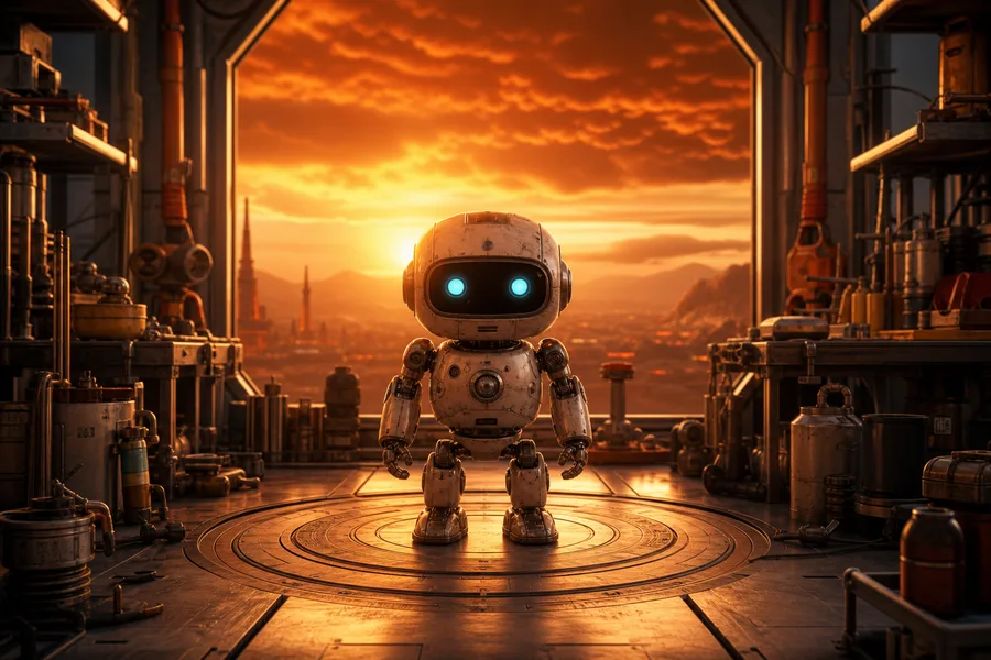 Small Cute Robot In Workshop Robots Wallpaper 3 4K 7