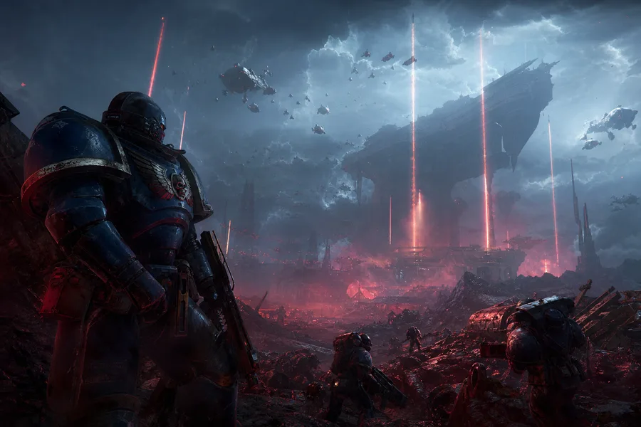 Space Marine Inspired Sci Fi Battlefield Without Logos Gaming Wallpaper 19 4K 3
