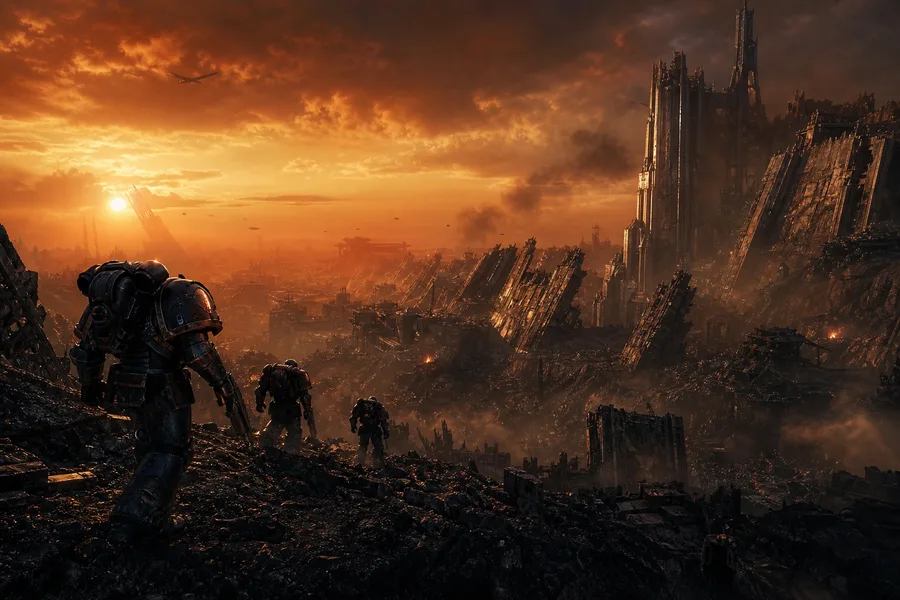 Space Marine Inspired Sci Fi Battlefield Without Logos Gaming Wallpaper 19 4K 5