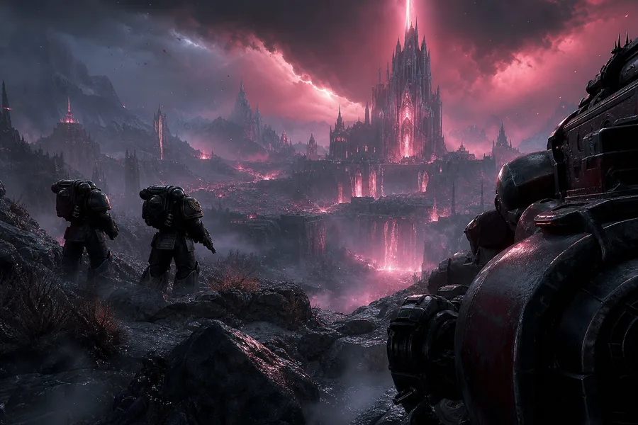 Space Marine Inspired Sci Fi Battlefield Without Logos Gaming Wallpaper 9 4K 2
