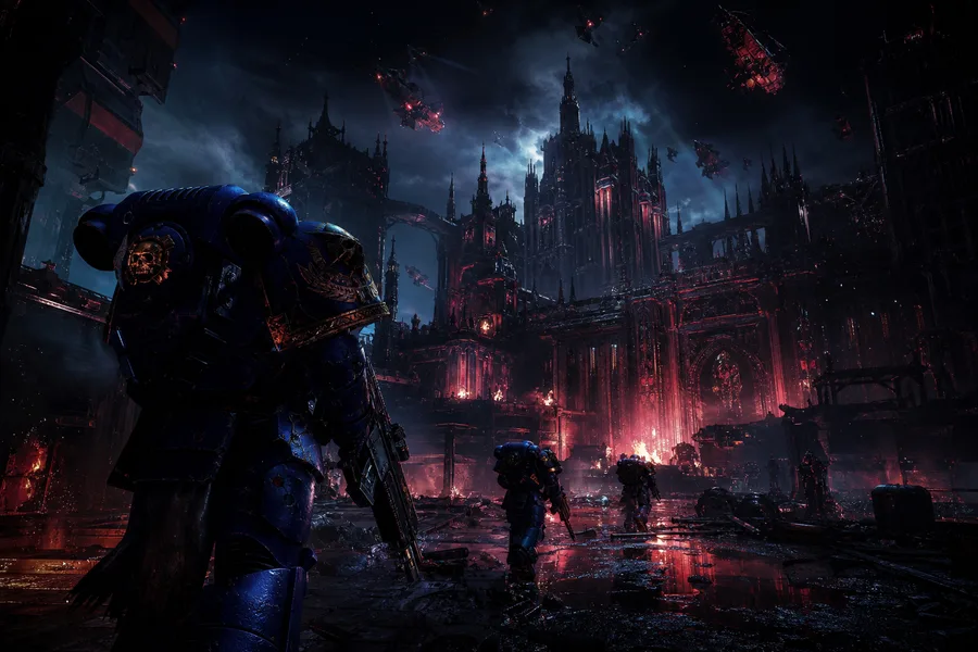 Space Marine Inspired Sci Fi Battlefield Without Logos Gaming Wallpaper 9 4K 4