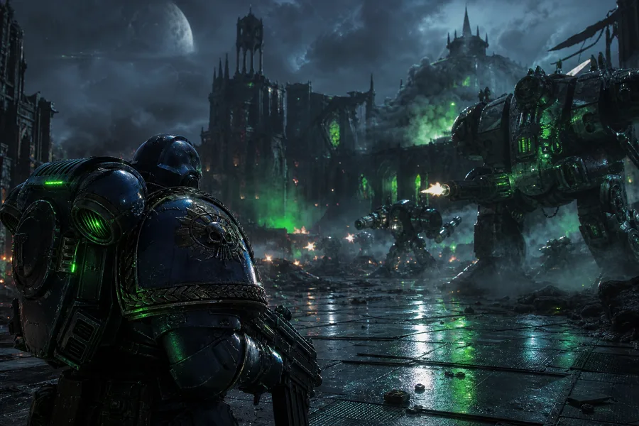 Space Marine Inspired Sci Fi Battlefield Without Logos Gaming Wallpaper 9 4K 6