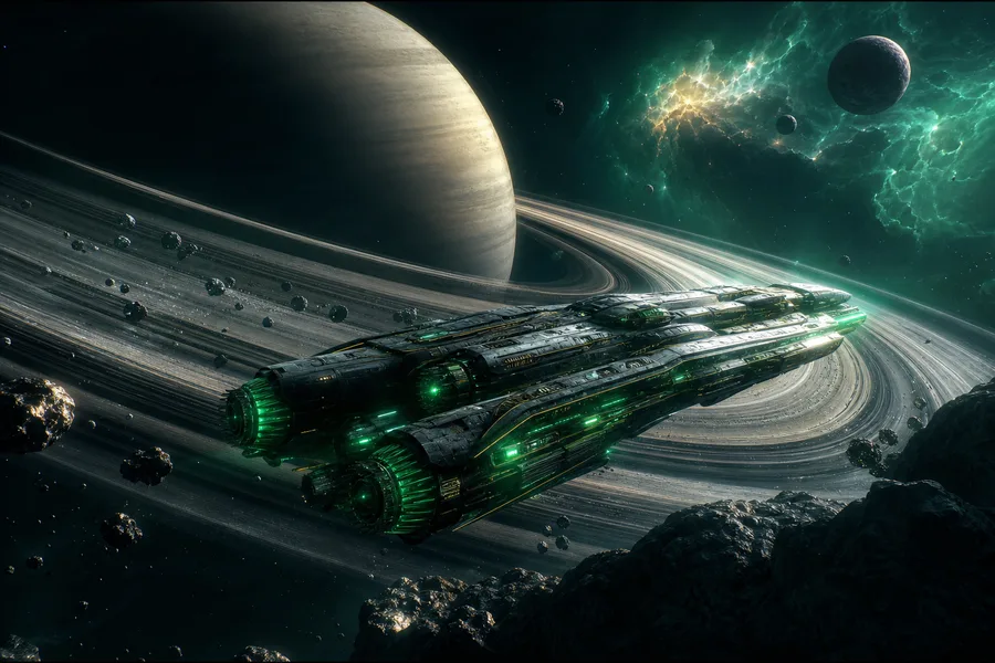 Spaceship Near Saturn Rings Space Wallpaper  6 4K
