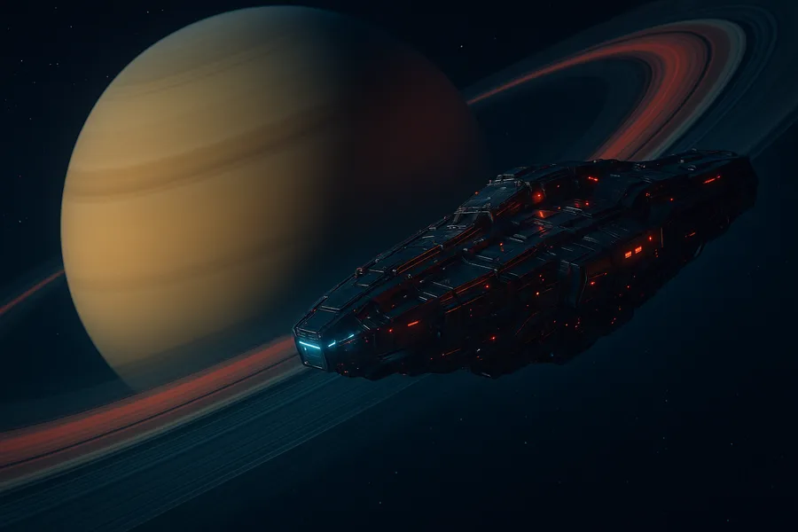 Spaceship Near Saturn Rings Space Wallpaper 6 4K 2