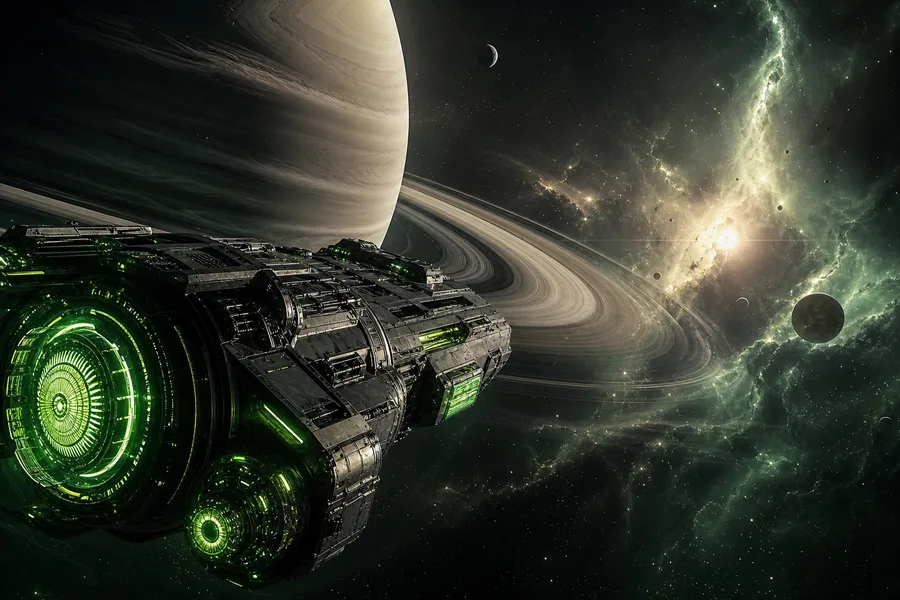Spaceship Near Saturn Rings Space Wallpaper 6 4K 5
