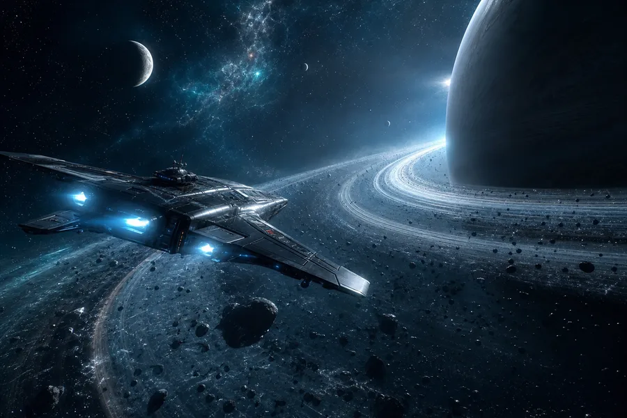 Spaceship Near Saturn Rings Space Wallpaper 6 4K 6