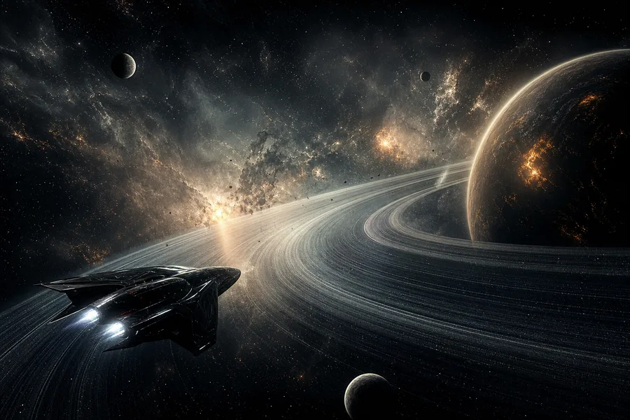 Spaceship Near Saturn Rings Space Wallpaper 6 4K 8