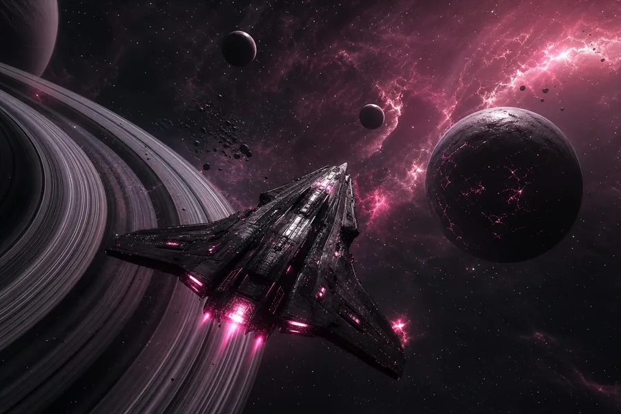Spaceship Near Saturn Rings Space Wallpaper 6 4K 9