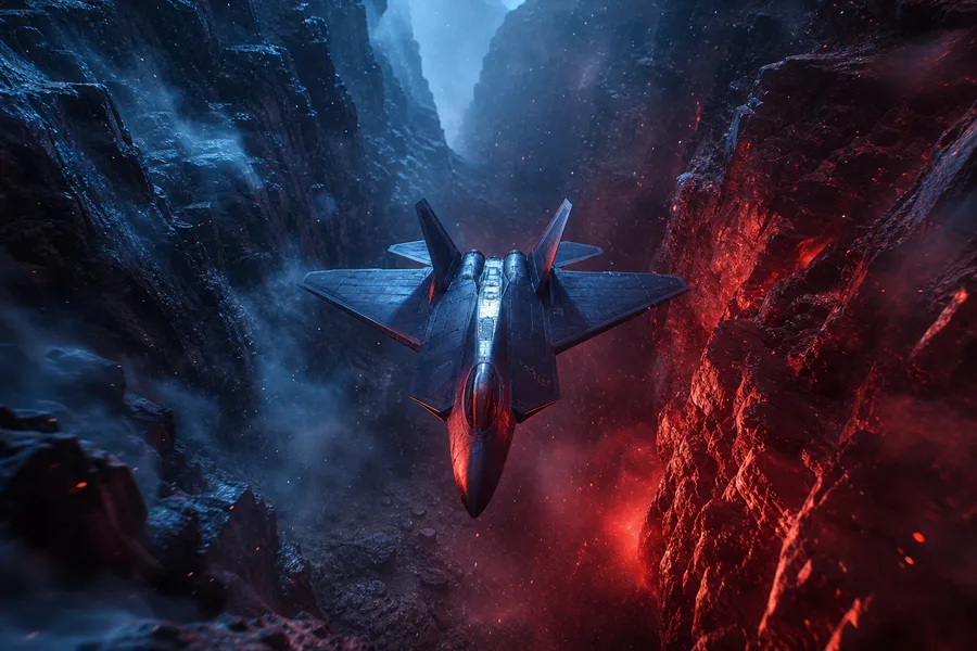 Stealth Jet Flying Through Canyon Airplanes Wallpaper 7 4K 3