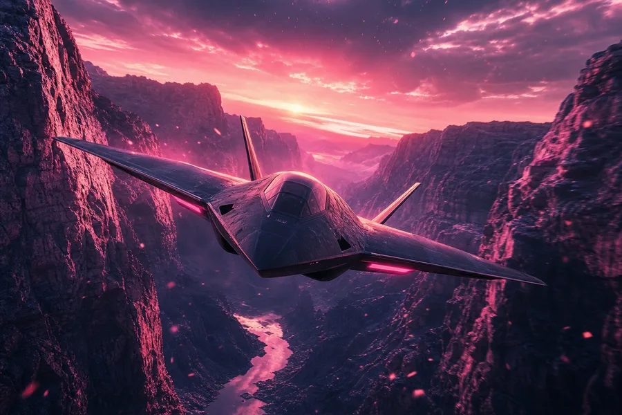 Stealth Jet Flying Through Canyon Airplanes Wallpaper 7 4K