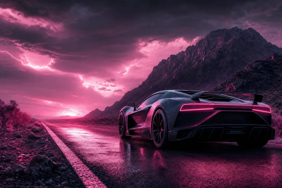 Supercar Desert Highway Cinematic Cars Wallpaper  8 4K