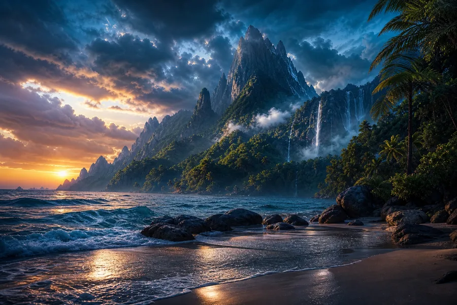 Tropical Beach Sunset Nature Wallpaper 5 4K 2