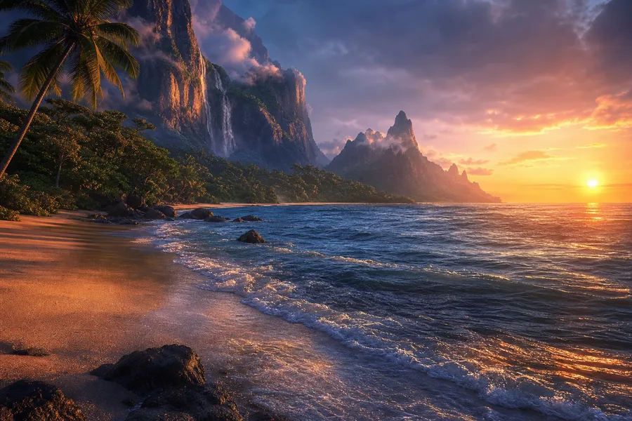 Tropical Beach Sunset Nature Wallpaper 5 4K 4