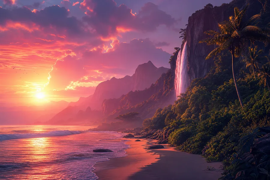 Tropical Beach Sunset Nature Wallpaper 5 4K 6