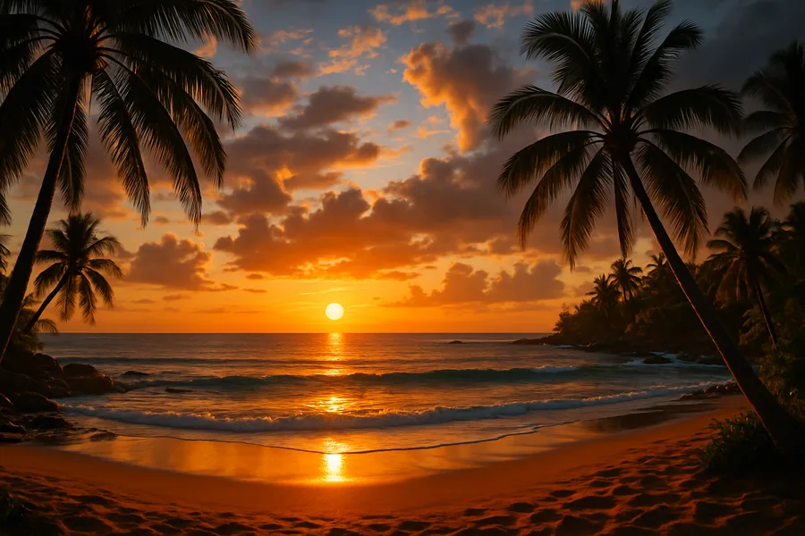 Tropical Beach Sunset Nature Wallpaper 5 4K