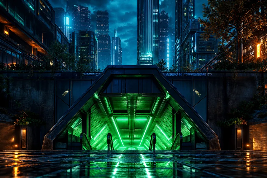 Underground Neon Club Entrance Cyberpunk Wallpaper  15 4K