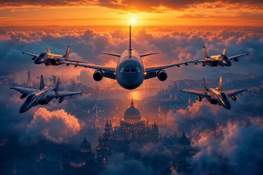 Vintage Aircraft Formation In Dramatic Sunset Clouds Airplanes Wallpaper  3 4K